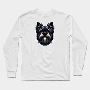 Head affenpinscher dog pet portrait cartoon vector illustration Long Sleeve T-Shirt